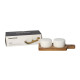 Porcelain Salt Shaker Set 2 Pcs with Wooden Base